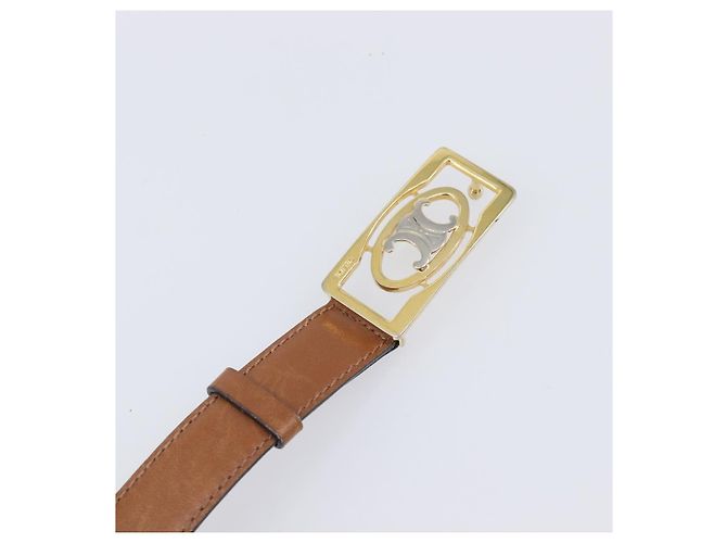 Céline Cinto CELINE em Couro Conjunto de 5 Castanho Tom Dourado Prateado Auth BA15477 Marrom Prata - vista 15