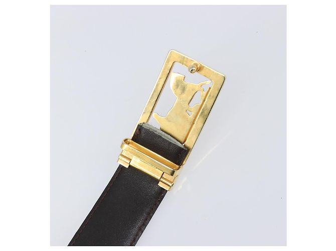 Céline Cinto CELINE em Couro Conjunto de 5 Castanho Tom Dourado Prateado Auth BA15477 Marrom Prata - vista 23