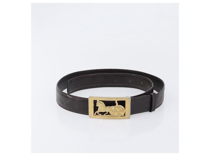 Céline Cinto CELINE em Couro Conjunto de 5 Castanho Tom Dourado Prateado Auth BA15477 Marrom Prata - vista 7