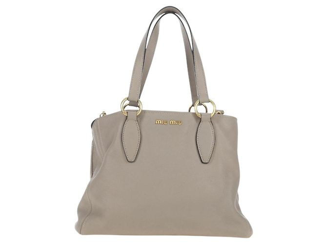 Miu Miu Tote Bag Leder 2way Beige Gold Auth 200436M Golden - Ansicht 13