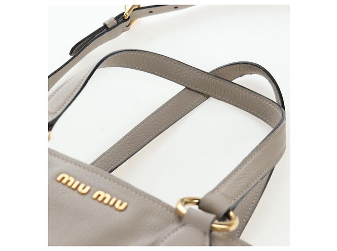 Miu Miu Tote Bag Leder 2way Beige Gold Auth 200436M Golden - Ansicht 14