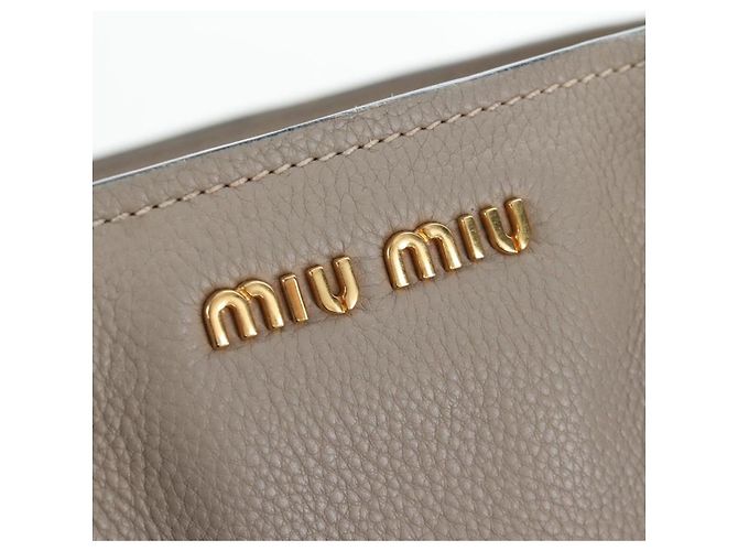 Miu Miu Tote Bag Leder 2way Beige Gold Auth 200436M Golden - Ansicht 21
