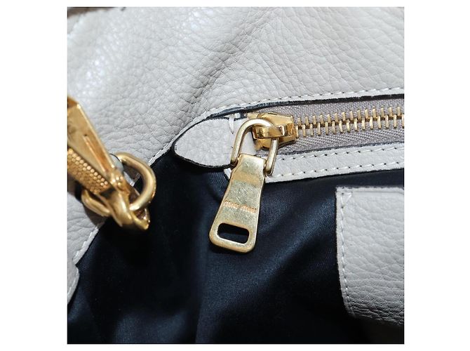 Miu Miu Tote Bag Leder 2way Beige Gold Auth 200436M Golden - Ansicht 29
