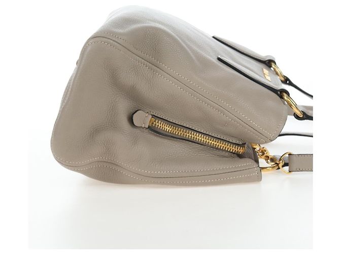 Miu Miu Tote Bag Leder 2way Beige Gold Auth 200436M Golden - Ansicht 4