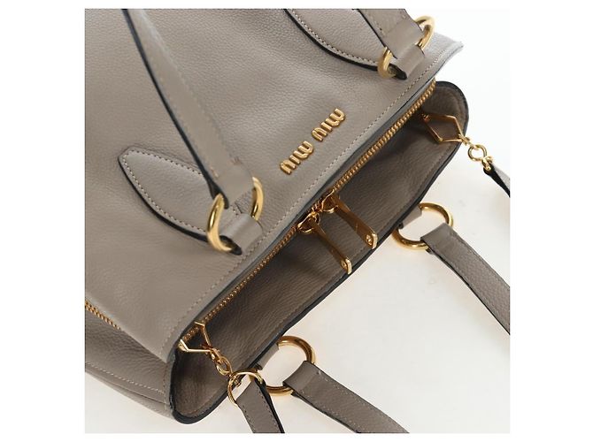 Miu Miu Tote Bag Leder 2way Beige Gold Auth 200436M Golden - Ansicht 6