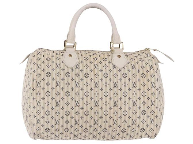 Borsa LOUIS VUITTON Monogram Mini Lin Croisette Speedy 30 Blue M95500 Auth 201129A Monogramma - vista 13