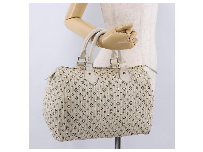 Borsa LOUIS VUITTON Monogram Mini Lin Croisette Speedy 30 Blue M95500 Auth 201129A Monogramma - vista 31