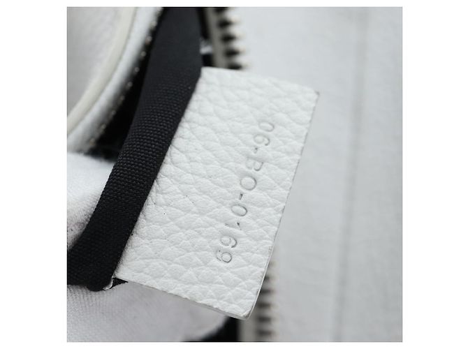 Borsa a tracolla Christian Dior Saddle in pelle bianca e argento Auth 202179V Bianco - vista 11