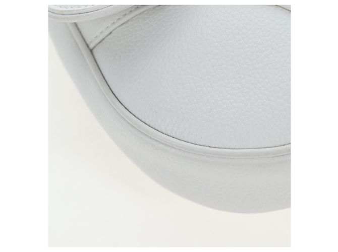 Borsa a tracolla Christian Dior Saddle in pelle bianca e argento Auth 202179V Bianco - vista 17