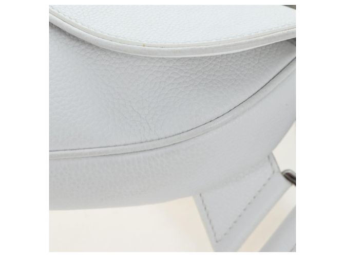 Borsa a tracolla Christian Dior Saddle in pelle bianca e argento Auth 202179V Bianco - vista 18