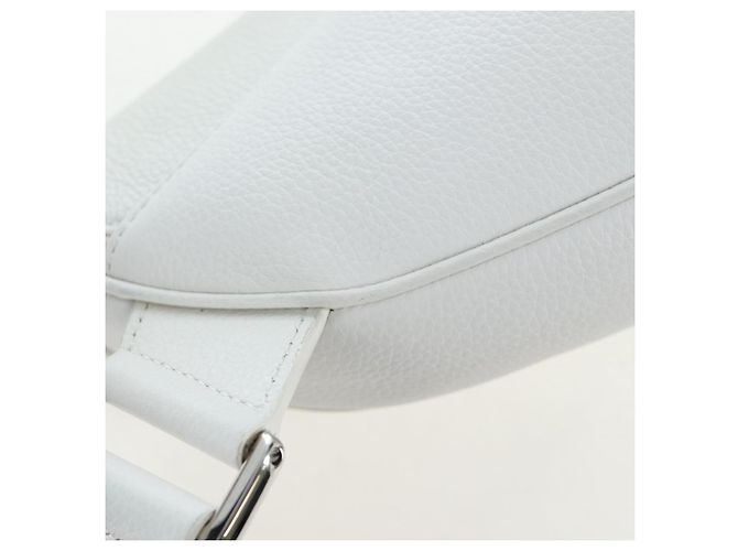 Borsa a tracolla Christian Dior Saddle in pelle bianca e argento Auth 202179V Bianco - vista 19