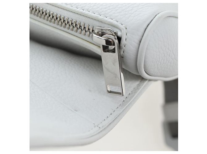 Borsa a tracolla Christian Dior Saddle in pelle bianca e argento Auth 202179V Bianco - vista 23