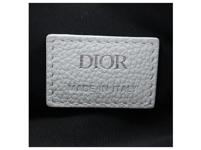 Borsa a tracolla Christian Dior Saddle in pelle bianca e argento Auth 202179V Bianco - vista 24
