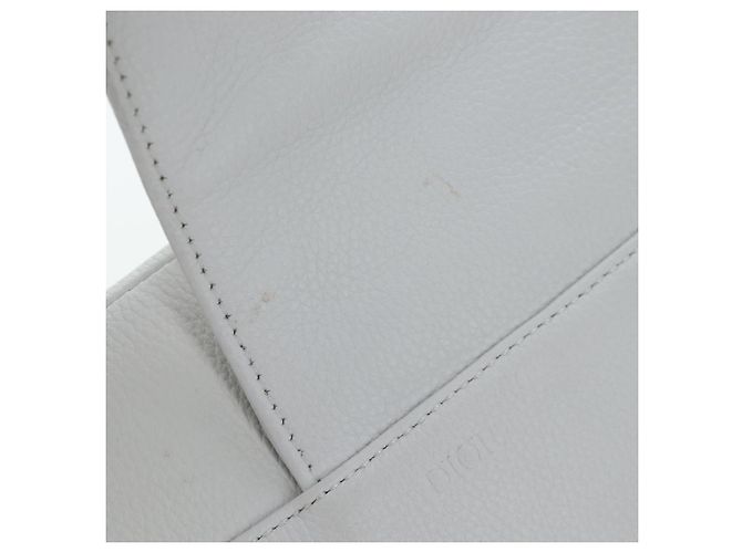 Borsa a tracolla Christian Dior Saddle in pelle bianca e argento Auth 202179V Bianco - vista 3