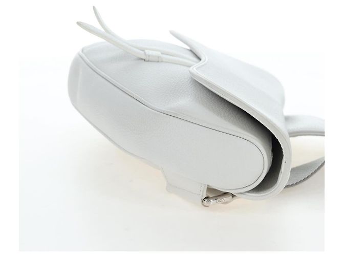 Borsa a tracolla Christian Dior Saddle in pelle bianca e argento Auth 202179V Bianco - vista 5