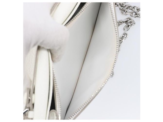Maison Martin Margiela Maison Margiela Borsa a tracolla con catena in pelle bianca e argento Auth BA15629M Bianco - vista 12