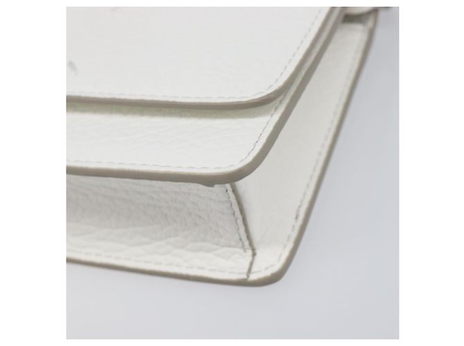 Maison Martin Margiela Maison Margiela Borsa a tracolla con catena in pelle bianca e argento Auth BA15629M Bianco - vista 14