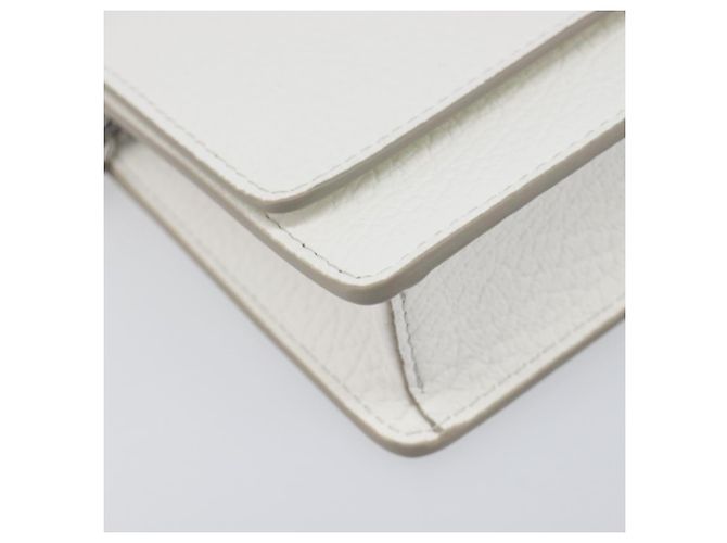 Maison Martin Margiela Maison Margiela Borsa a tracolla con catena in pelle bianca e argento Auth BA15629M Bianco - vista 15