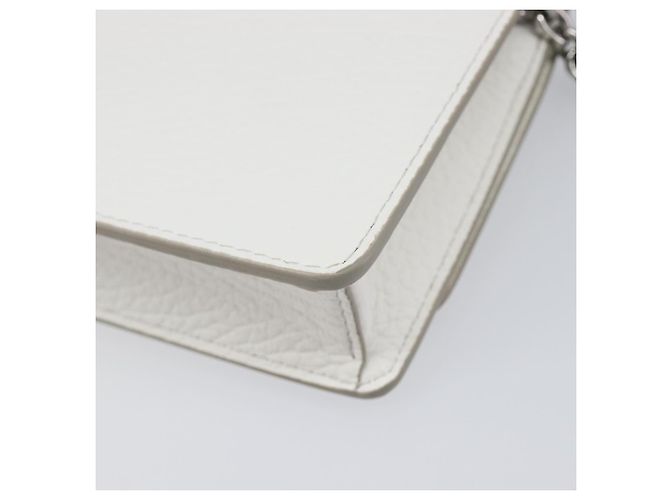 Maison Martin Margiela Maison Margiela Borsa a tracolla con catena in pelle bianca e argento Auth BA15629M Bianco - vista 16