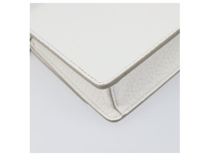 Maison Martin Margiela Maison Margiela Borsa a tracolla con catena in pelle bianca e argento Auth BA15629M Bianco - vista 17