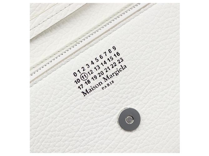Maison Martin Margiela Maison Margiela Borsa a tracolla con catena in pelle bianca e argento Auth BA15629M Bianco - vista 18