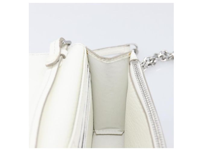 Maison Martin Margiela Maison Margiela Borsa a tracolla con catena in pelle bianca e argento Auth BA15629M Bianco - vista 19