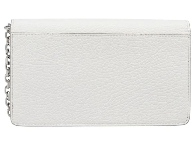 Maison Martin Margiela Maison Margiela Borsa a tracolla con catena in pelle bianca e argento Auth BA15629M Bianco - vista 2