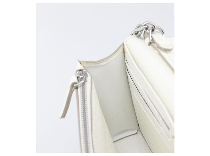 Maison Martin Margiela Maison Margiela Borsa a tracolla con catena in pelle bianca e argento Auth BA15629M Bianco - vista 20