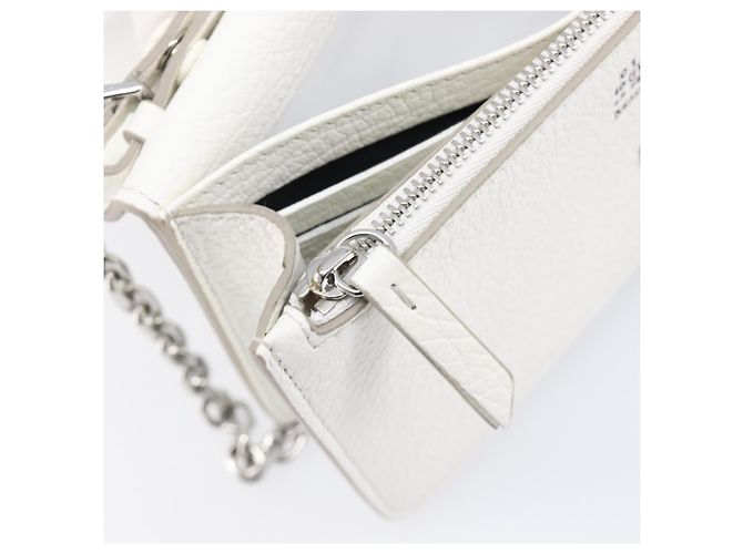 Maison Martin Margiela Maison Margiela Borsa a tracolla con catena in pelle bianca e argento Auth BA15629M Bianco - vista 22