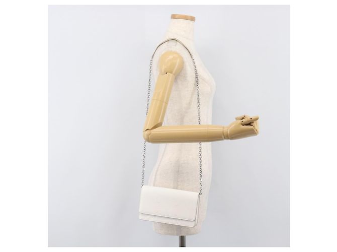 Maison Martin Margiela Maison Margiela Borsa a tracolla con catena in pelle bianca e argento Auth BA15629M Bianco - vista 23