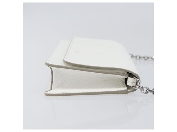 Maison Martin Margiela Maison Margiela Borsa a tracolla con catena in pelle bianca e argento Auth BA15629M Bianco - vista 3