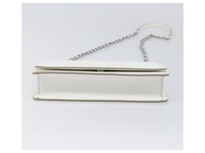 Maison Martin Margiela Maison Margiela Borsa a tracolla con catena in pelle bianca e argento Auth BA15629M Bianco - vista 5
