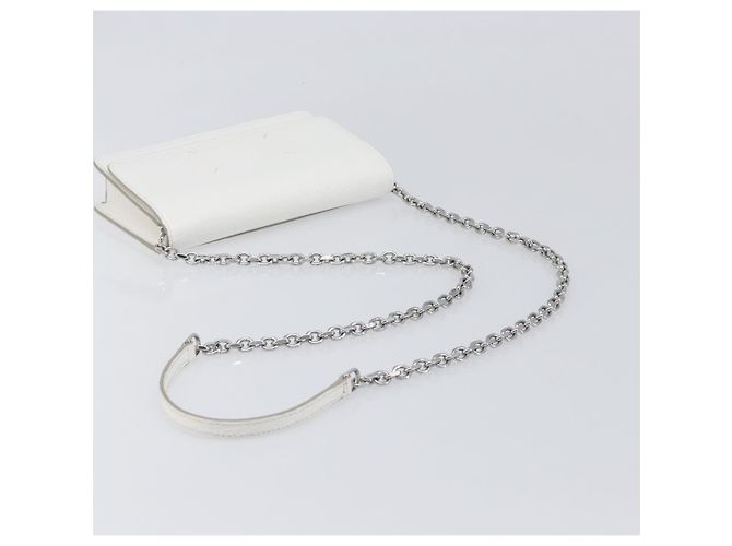 Maison Martin Margiela Maison Margiela Borsa a tracolla con catena in pelle bianca e argento Auth BA15629M Bianco - vista 6