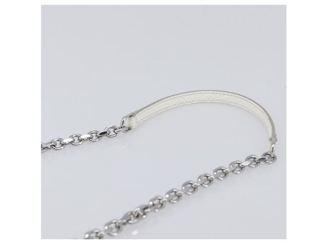 Maison Martin Margiela Maison Margiela Borsa a tracolla con catena in pelle bianca e argento Auth BA15629M Bianco - vista 7