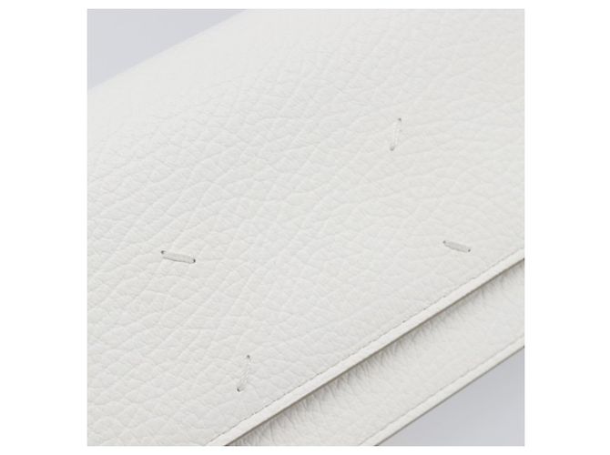 Maison Martin Margiela Maison Margiela Borsa a tracolla con catena in pelle bianca e argento Auth BA15629M Bianco - vista 9