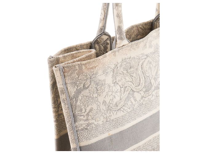 DIOR - Borsa Book Tote grande in toile de jouy grigia Grigio - vista 5
