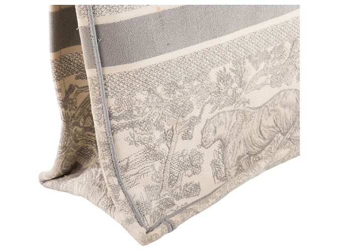 DIOR - Borsa Book Tote grande in toile de jouy grigia Grigio - vista 6