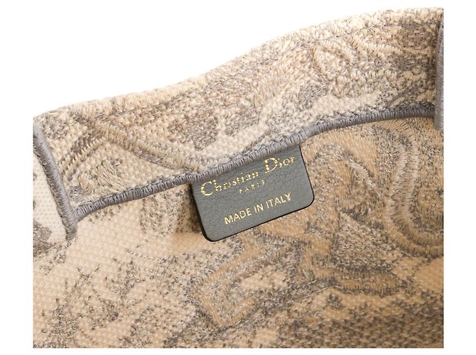 DIOR - Borsa Book Tote grande in toile de jouy grigia Grigio - vista 8