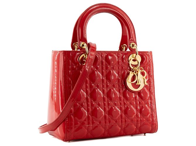 Autre Marque DIOR - Borsa a mano Lady Dior Medium in pelle cannage verniciata rossa Rosso - vista 2