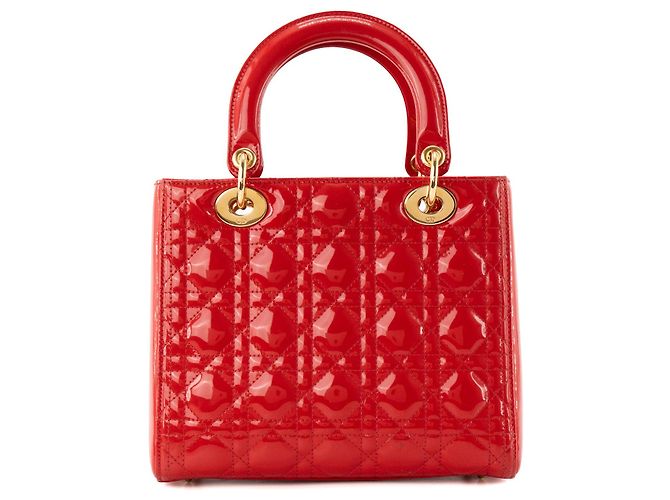 Autre Marque DIOR - Borsa a mano Lady Dior Medium in pelle cannage verniciata rossa Rosso - vista 3