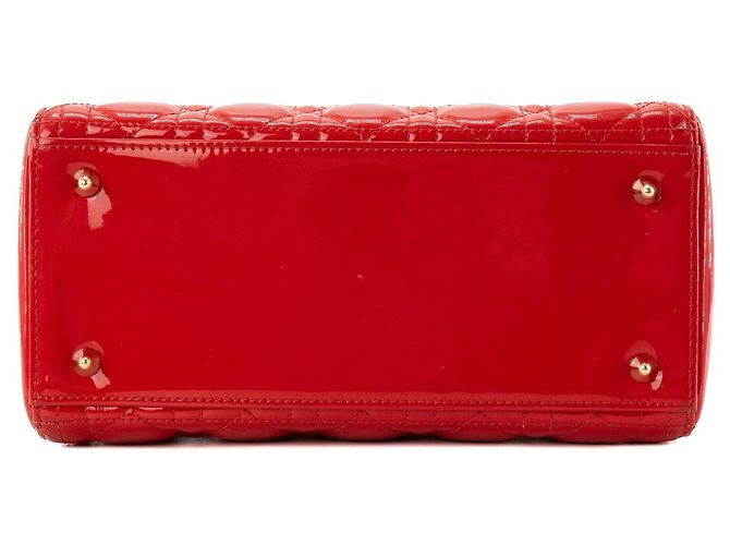 Autre Marque DIOR - Borsa a mano Lady Dior Medium in pelle cannage verniciata rossa Rosso - vista 4