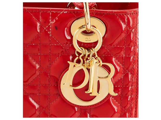 Autre Marque DIOR - Borsa a mano Lady Dior Medium in pelle cannage verniciata rossa Rosso - vista 5