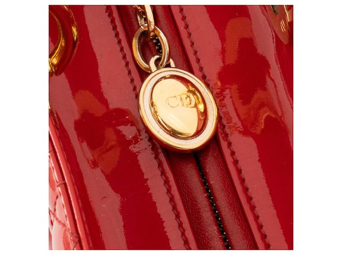 Autre Marque DIOR - Borsa a mano Lady Dior Medium in pelle cannage verniciata rossa Rosso - vista 6