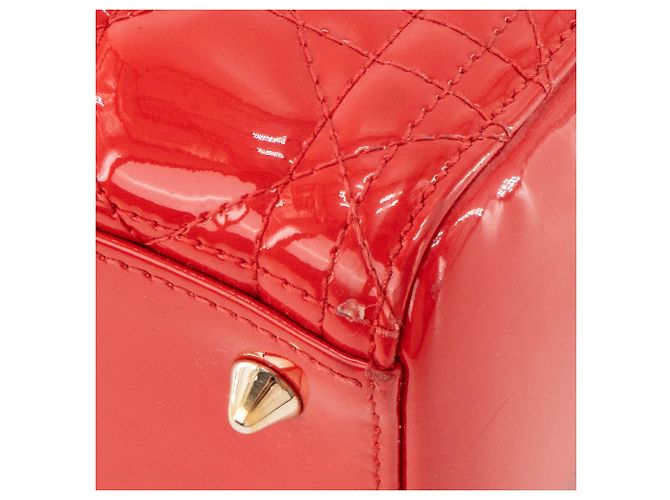 Autre Marque DIOR - Borsa a mano Lady Dior Medium in pelle cannage verniciata rossa Rosso - vista 7