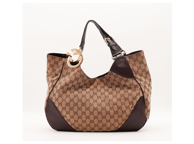 Bolsa Hobo Gucci Monogram Canvas Marrom Monograma - vista 3