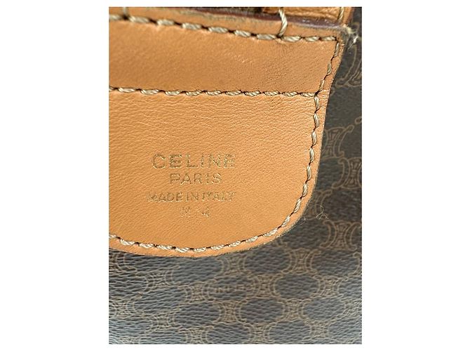 Triomphe Céline Celine Bowling-Tasche aus braunem beschichtetem Canvas und Naturleder - Ansicht 2