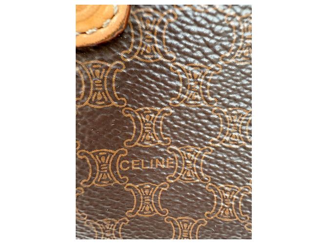 Triomphe Céline Celine Bowling-Tasche aus braunem beschichtetem Canvas und Naturleder - Ansicht 3