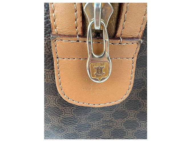 Triomphe Céline Celine Bowling-Tasche aus braunem beschichtetem Canvas und Naturleder - Ansicht 4