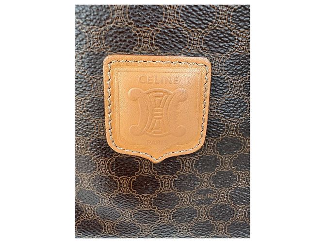 Triomphe Céline Celine Bowling-Tasche aus braunem beschichtetem Canvas und Naturleder - Ansicht 5