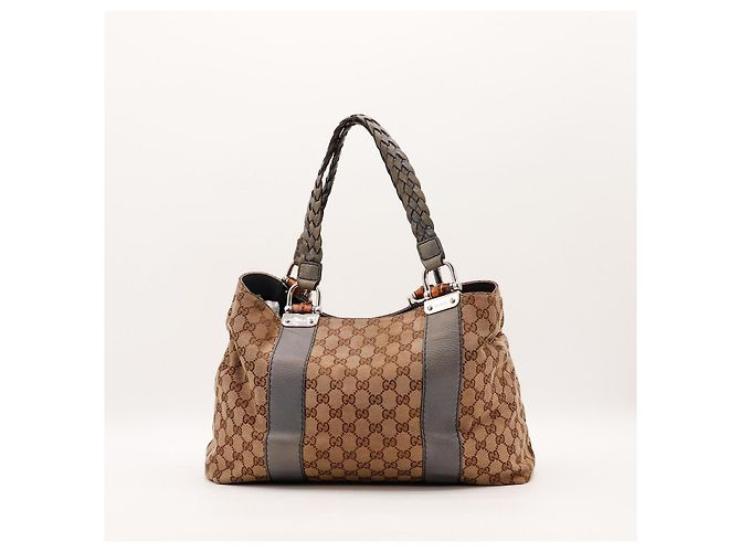 Bamboo Borsa a tracolla Gucci Monogram Canvas Marrone - vista 3